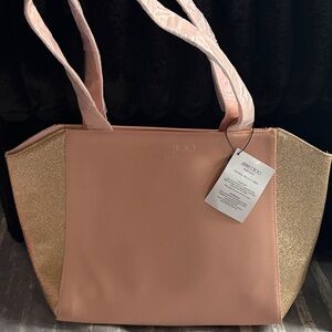 Jimmy Choo Blush Pink and Glitter Gold Tote